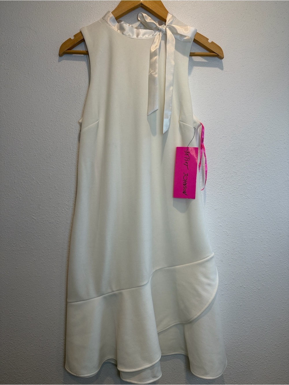 Betsey Johnson Scuba Crepe Bow Neck Flounce Mini Dress NWT Sorority Rush Size 6 - Picture 7 of 7
